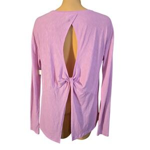 Askya Womens Tunic Pink Size Medium Knit Open Twist Back Long Sleeve Thumb Holes